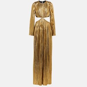 Rasario Pleated lamé gown in gold  Size FR 40/ US 6-8
New!